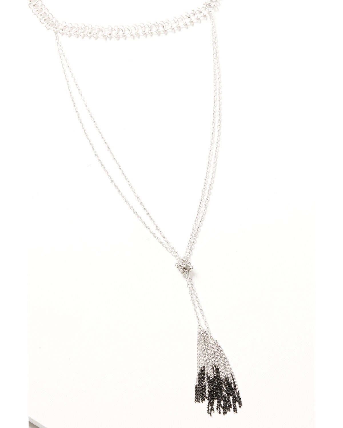 Image #1 - Lainey Wilson Women's Tassel Chain Lariat Necklace, Silver, hi-res