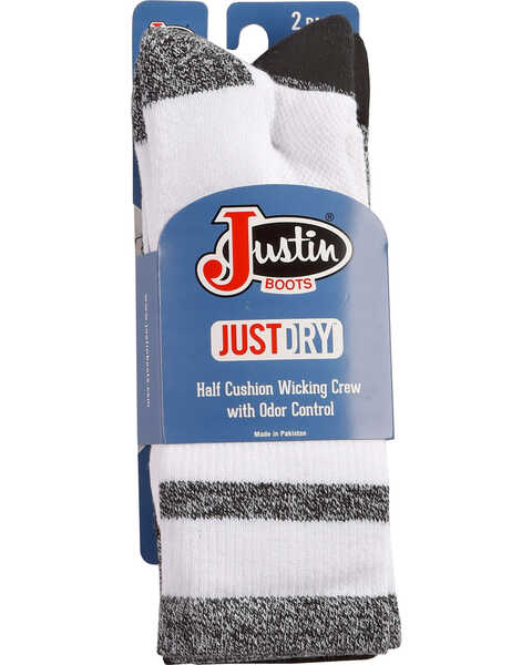 Image #2 - Justin Men's JUSTDRY Half Cushion 2-Pair Socks , Black, hi-res