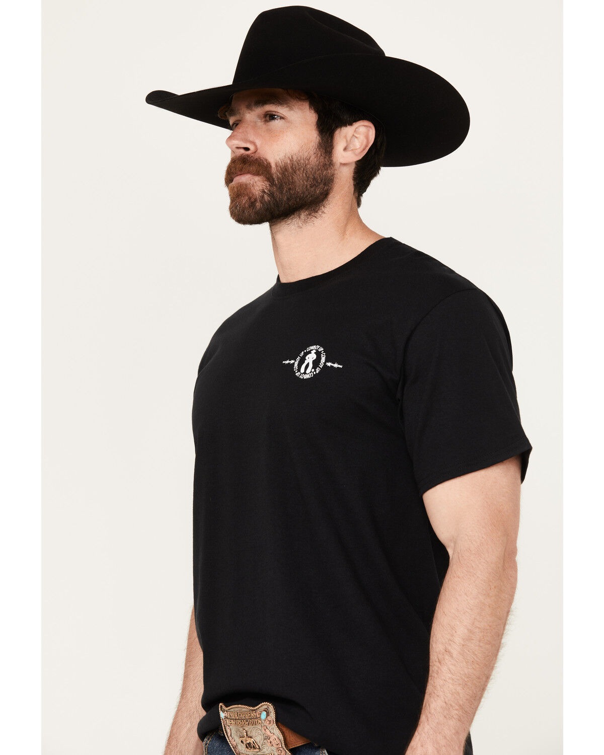 Image #4 - Cowboy Up Men's Live & Die by the Saddle Short Sleeve Graphic T-Shirt, Black, hi-res