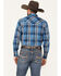 Ely Walker Men's Plaid Print Long Sleeve Snap Western Shirt - Tall, Blue, hi-res
