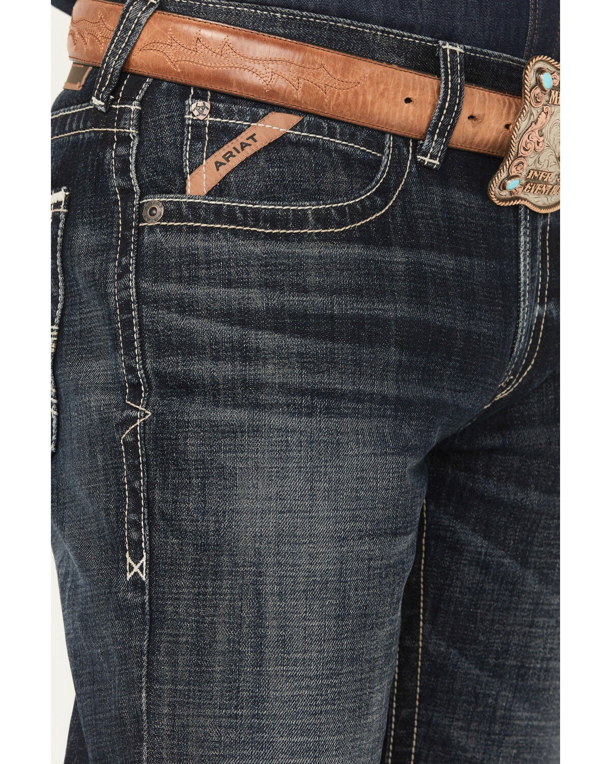 Image #2 - Ariat Men's Boot Barn Exclusive Bart Keith Dark Wash Relaxed Straight Denim Jeans, Dark Wash, hi-res