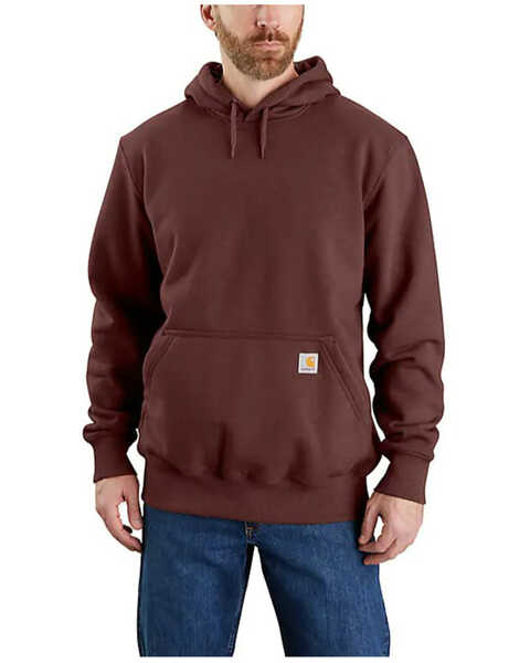 Carhartt Men's Rain Defender® Loose Fit Heavyweight Logo Graphic Hooded Sweatshirt , Dark Brown, hi-res