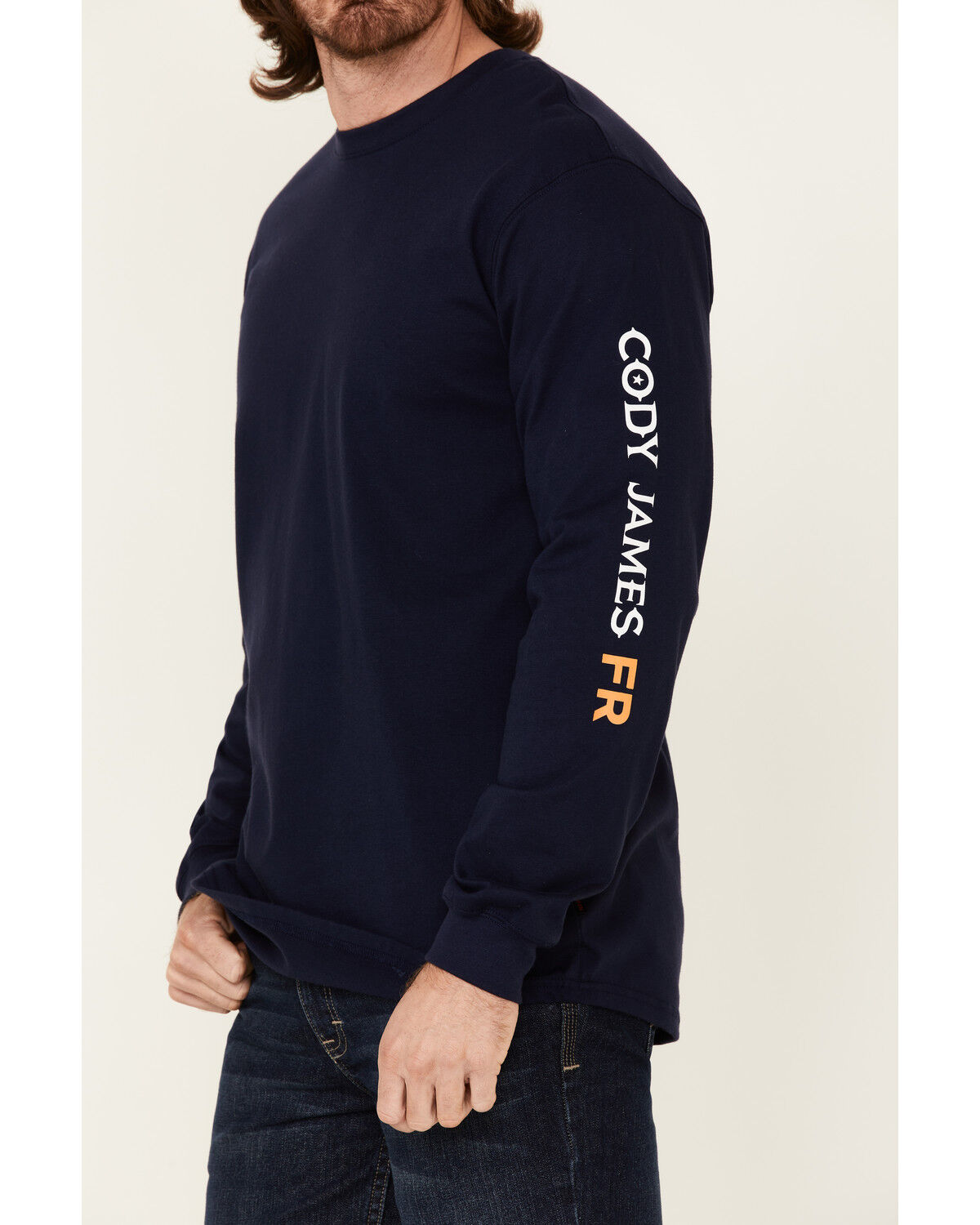 Image #3 - Cody James Men's FR Logo Long Sleeve Work T-Shirt, Indigo, hi-res