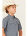 Image #2 - Ariat Boys' VENTEK Solid Short Sleeve Button-Down Western Shirt, Navy, hi-res