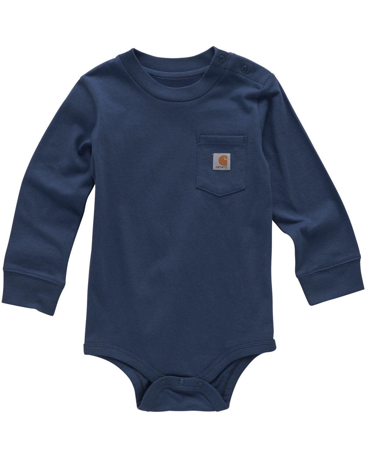 Image #1 - Carhartt Infant Boys' Solid Long Sleeve Snap Onesie, Navy, hi-res