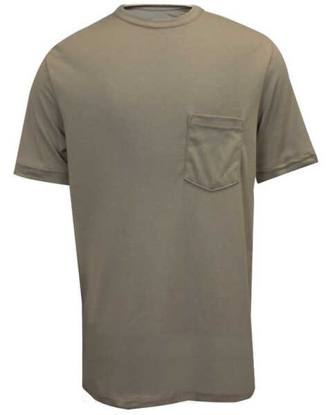 National Safety Apparel Men's FR Classic Short Sleeve Work T-Shirt - Tall , Beige/khaki, hi-res