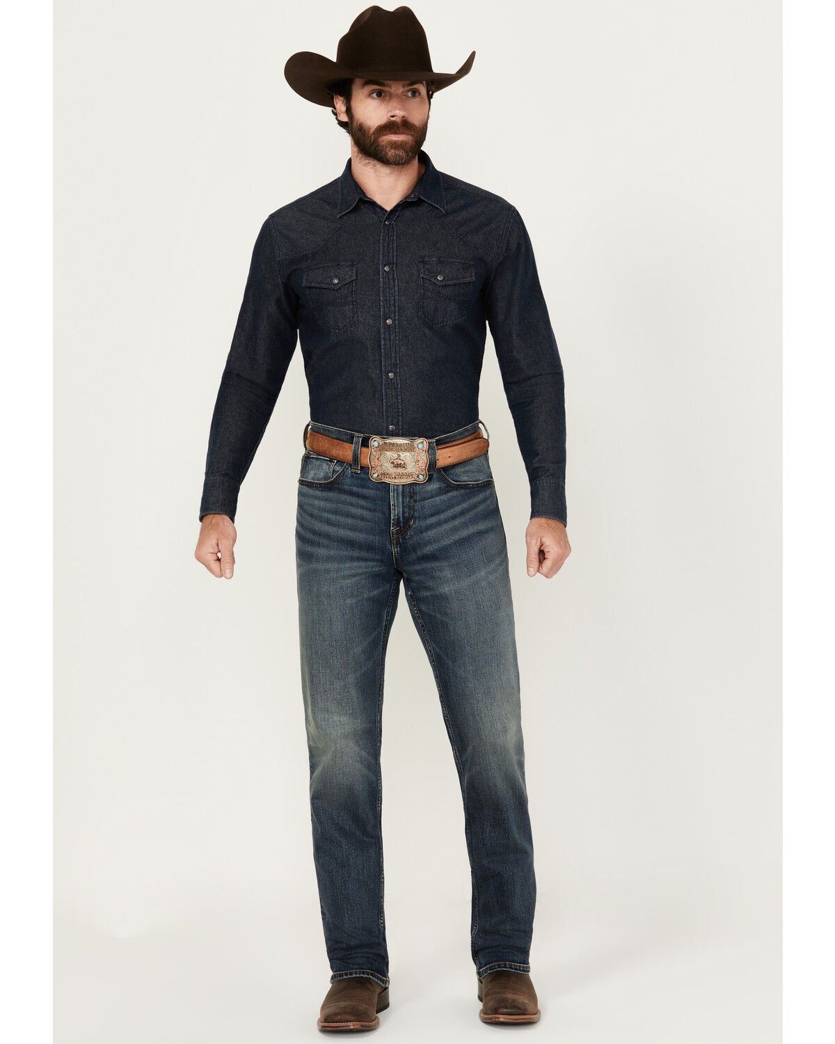 Image #1 - Blue Ranchwear Men's Bronson Slim Straight Stretch Denim Jeans, Medium Wash, hi-res