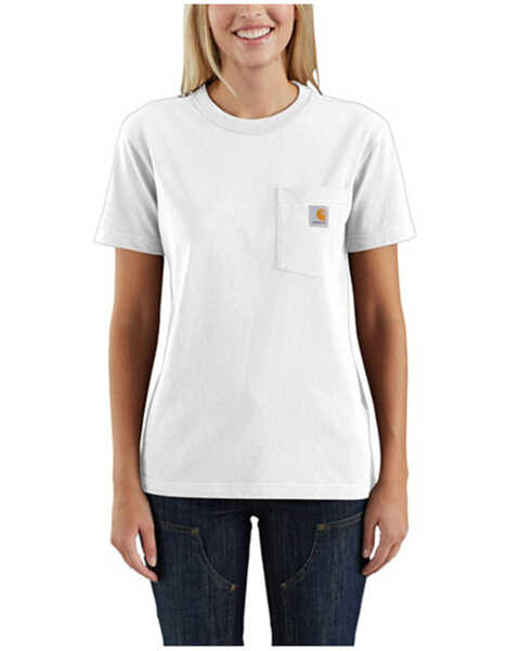 Carhartt Women's Solid Loose-Fit Heavyweight Work T-Shirt , White, hi-res