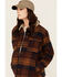 Image #2 - Lucky Brand Workwear Women's Twill Plaid Print Sherpa Lined Button-Down Work Jacket, Navy, hi-res
