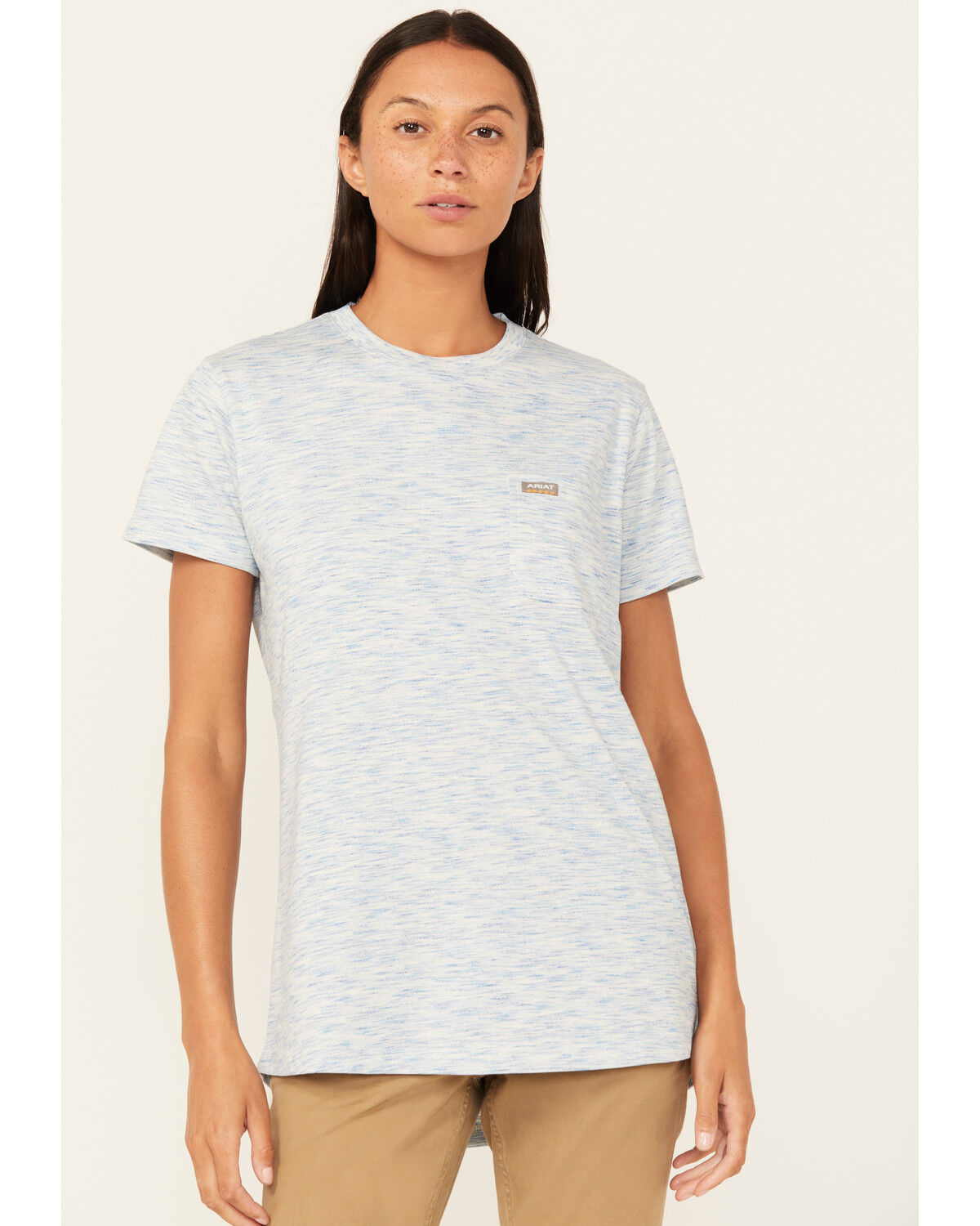 Image #1 - Ariat Women's Rebar Cotton Strong Short Sleeve Work Tee, Blue, hi-res