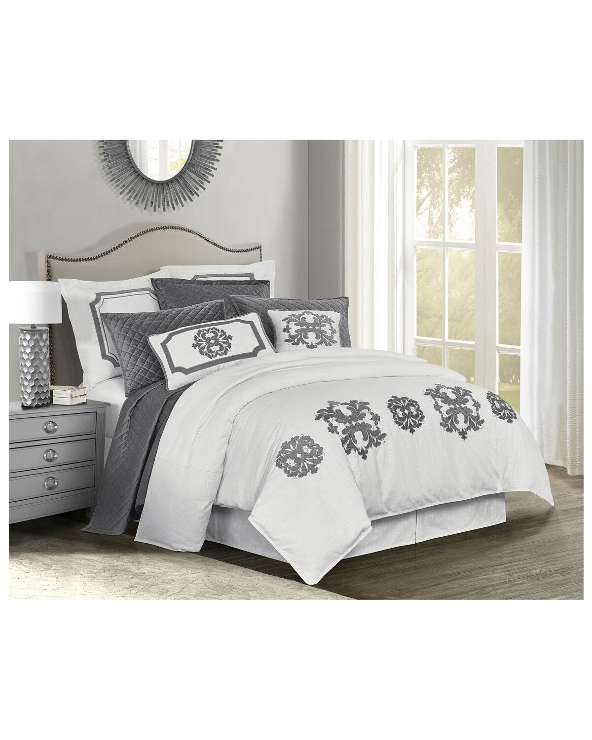 HiEnd Accents Super Queen Madison Linen Duvet, Grey, hi-res