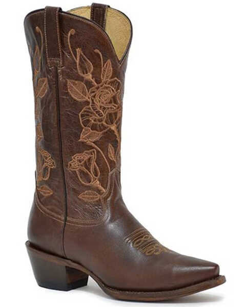 Roper Women's Desert Rose Western Boots - Snip Toe, Brown, hi-res
