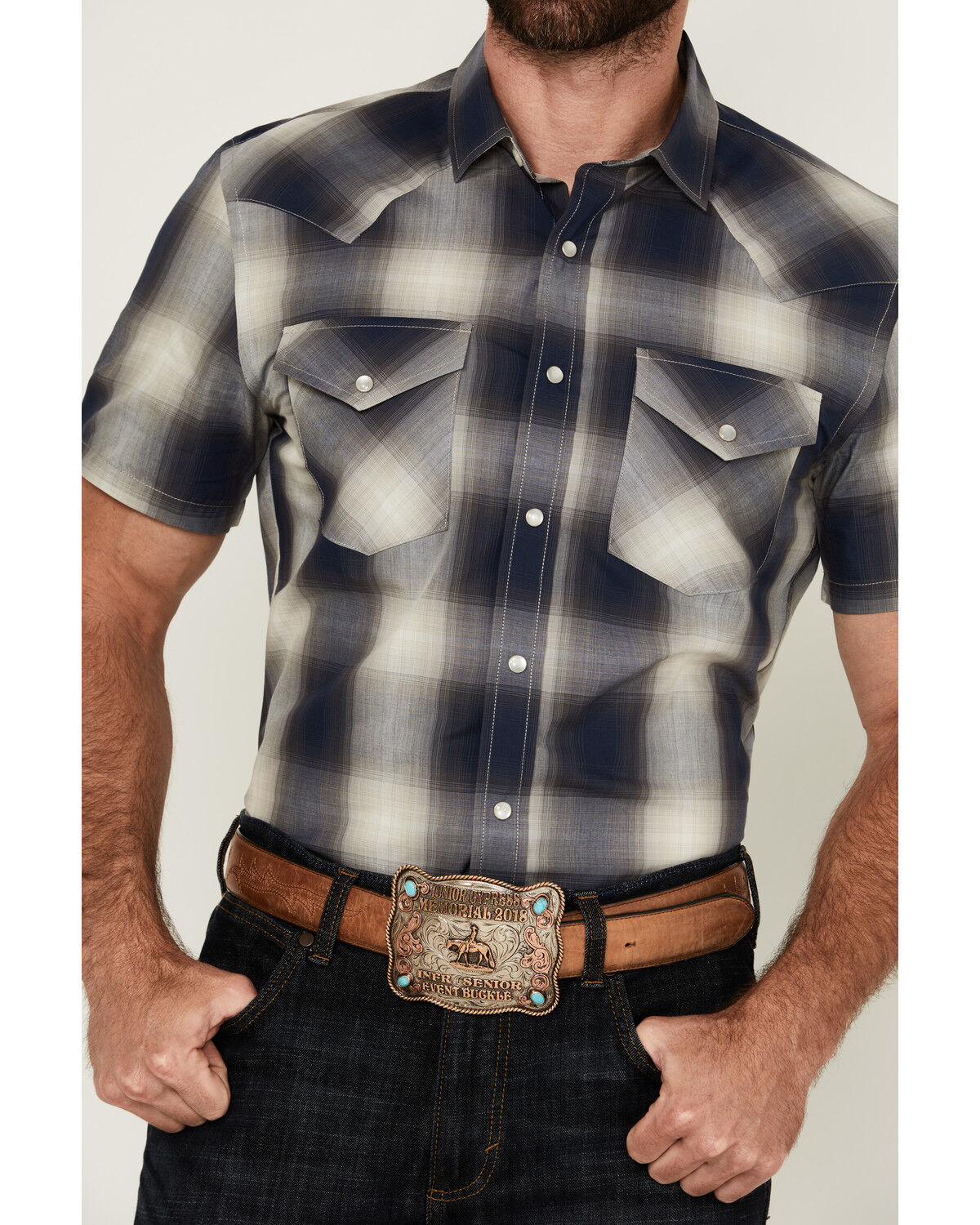 Image #3 - Pendleton Men's Frontier Plaid Print Short Sleeve Pearl Snap Western Shirt, , hi-res
