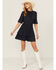 Image #1 - Revel Women's Solid Long Sleeve Mini Dress, Navy, hi-res