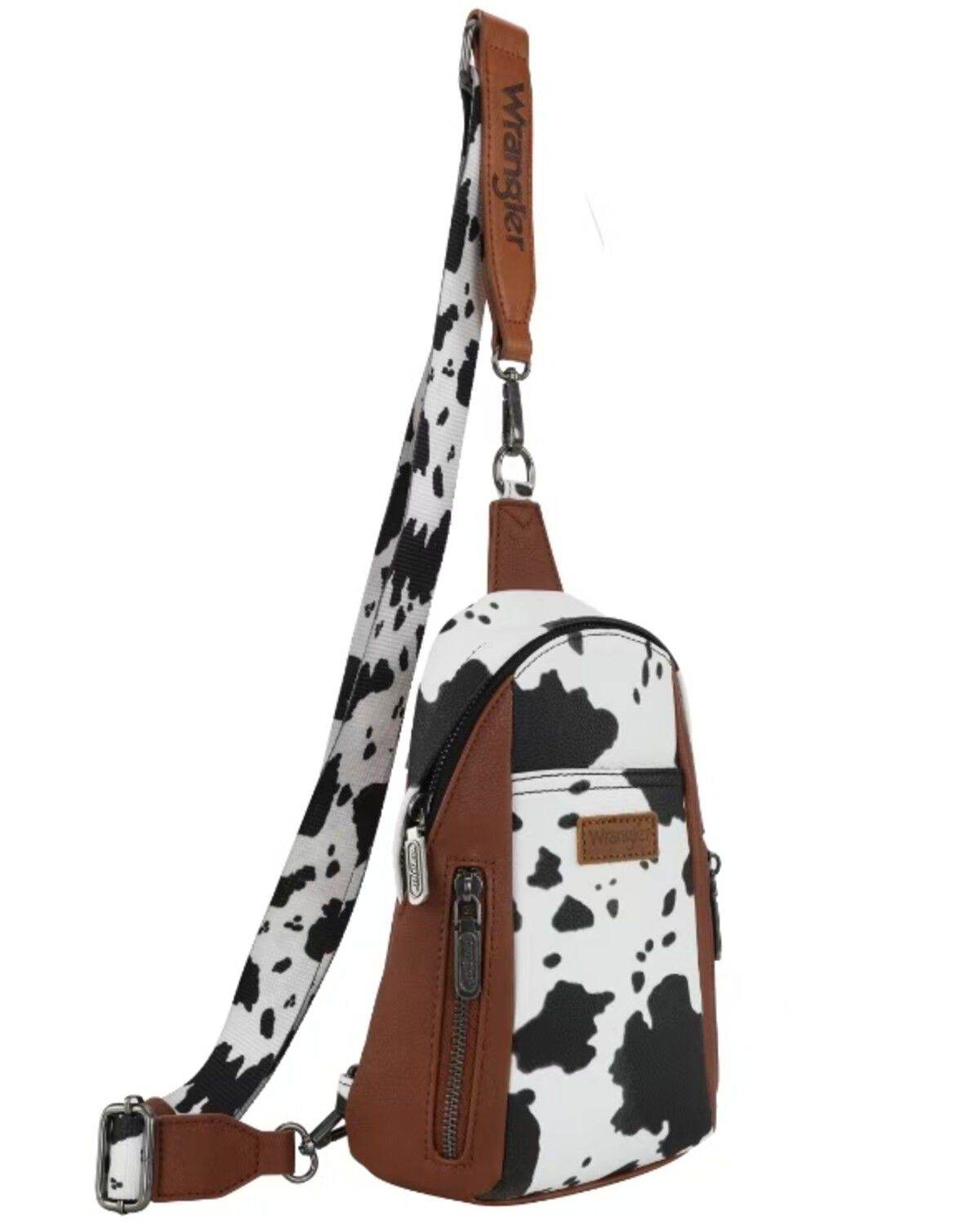 Image #4 - Wrangler Women's Boot Barn Exclusive Daisy Cow Print Sling Bag, Brown, hi-res