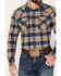 Pendleton Men's Wyatt Plaid Print Long Sleeve Snap Western Shirt, Dark Blue, hi-res