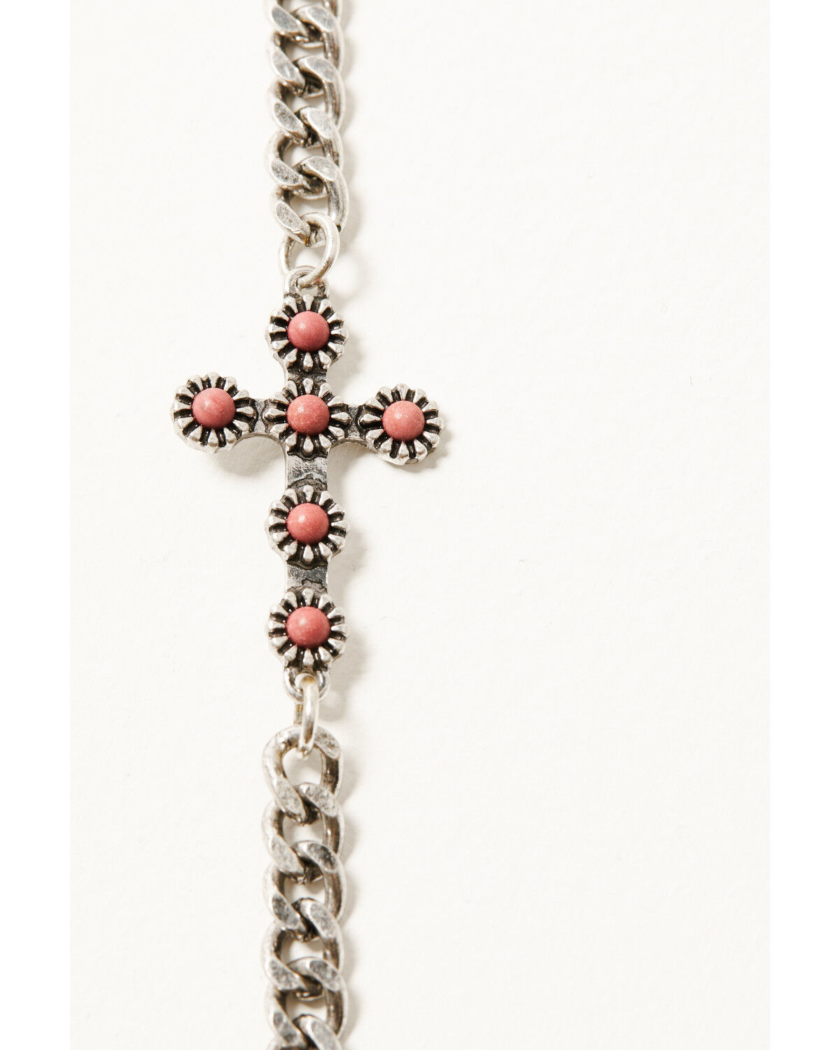 Image #2 - Shyanne Women's Cross And Beaded Chain Layered Bracelet Set - 4 Piece Set, Pink, hi-res