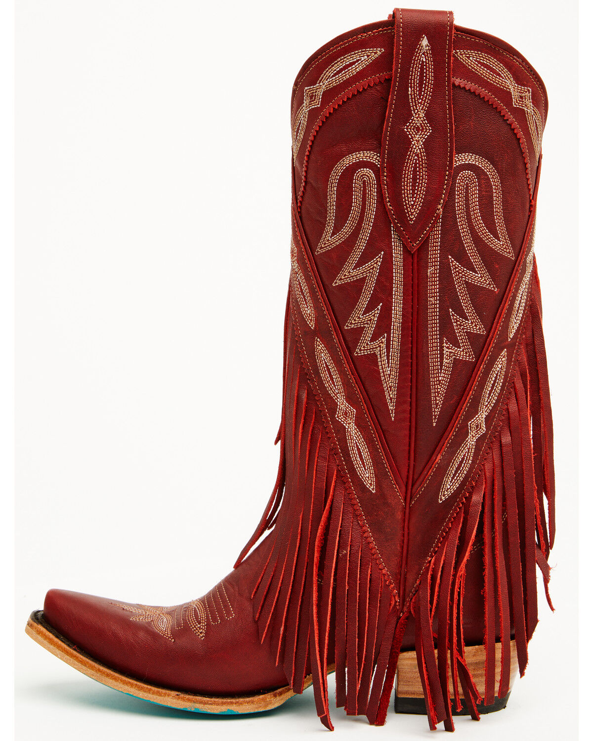 Image #3 - Lane Women's Senita Falls Fringe Tall Western Boots - Snip Toe, Ruby, hi-res