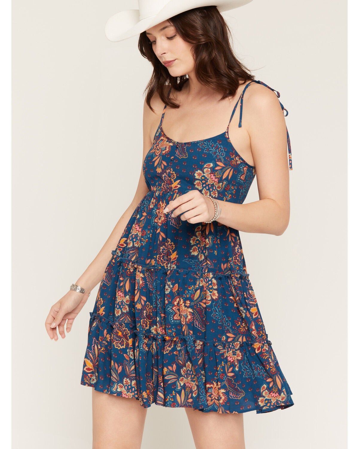 Shyanne Women's Leon Floral Print Mini Dress, Navy, hi-res