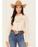 Image #1 - Shyanne Women's Corduroy Long Sleeve Snap Western Shirt, Natural, hi-res