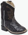 Image #1 - Old West Toddler Boys' Faux Alligator Western Boots - Broad Square Toe, Black, hi-res