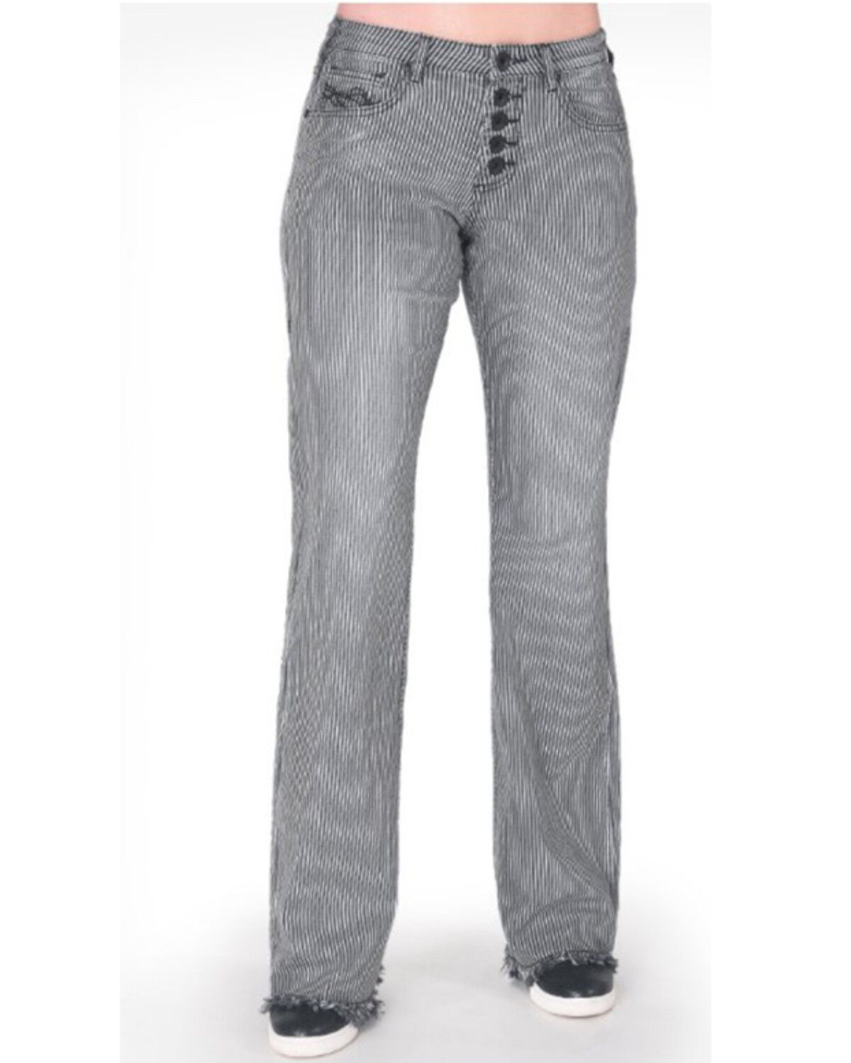 Image #1 - Cowgirl Tuff Women's Straight Up Stripe Trouser, Blue, hi-res