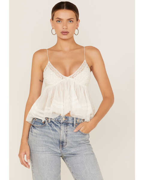 Free People Women's Carrie Babydoll Cropped Cami Tank Top