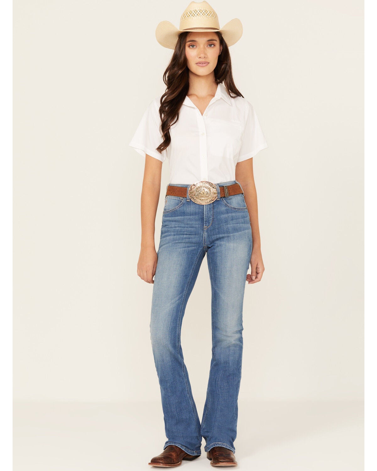 Image #4 - Ariat Women's Cassandra Medium Wash High Rise Bootcut Stretch Denim Jeans, Medium Wash, hi-res