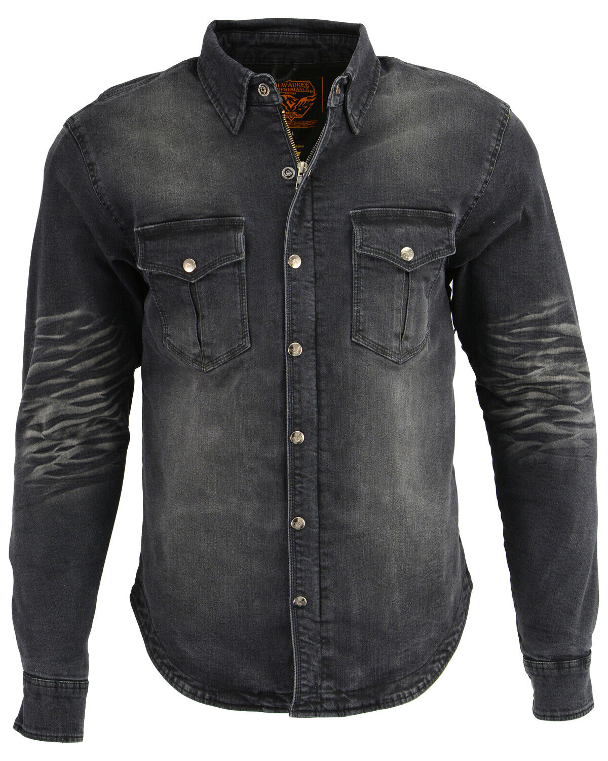 Image #1 - Milwaukee Performance Men's Denim Biker Shirt, Black, hi-res