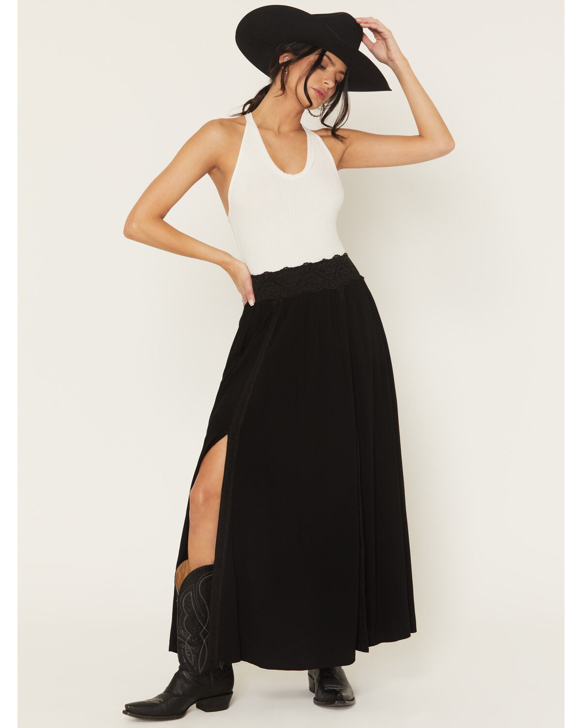 Image #1 - Shyanne Women's Lace Inset Maxi Skirt, Black, hi-res