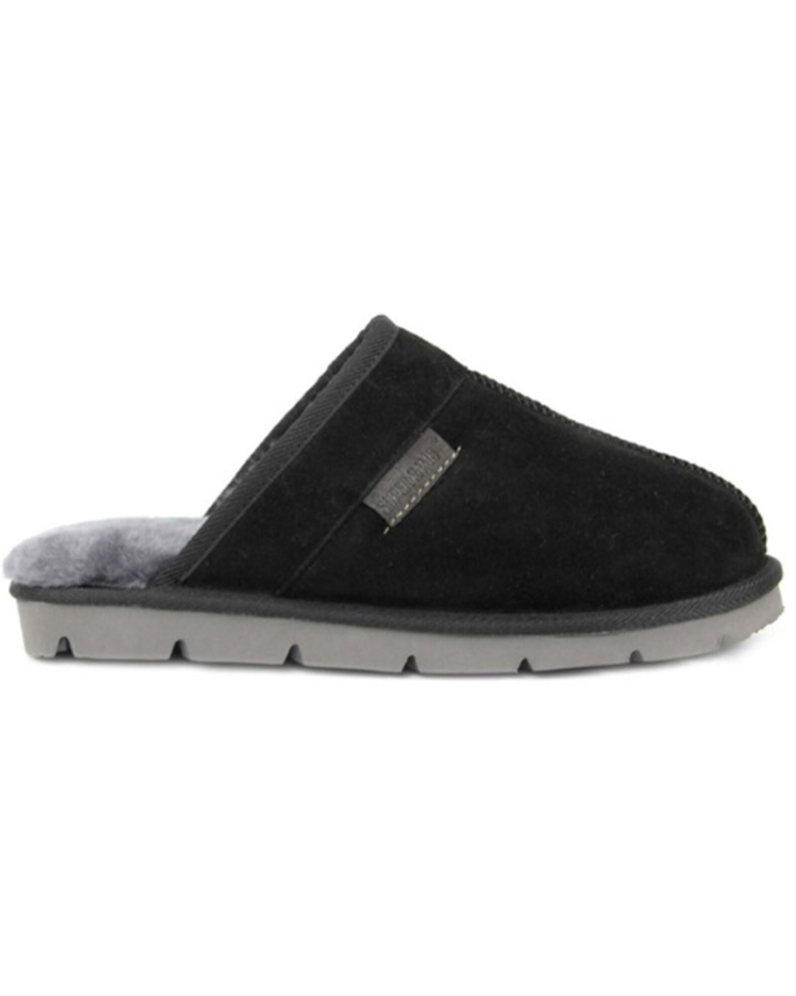 Image #2 - Superlamb Men's Khulan Suede Slippers - Round Toe, Black, hi-res