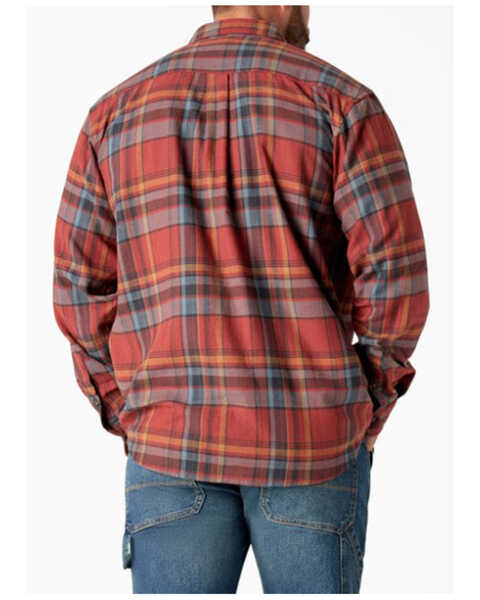 Image #2 - Dickies Men's Flex Plaid Print Long Sleeve Button-Down Flannel Work Shirt, Brick Red, hi-res