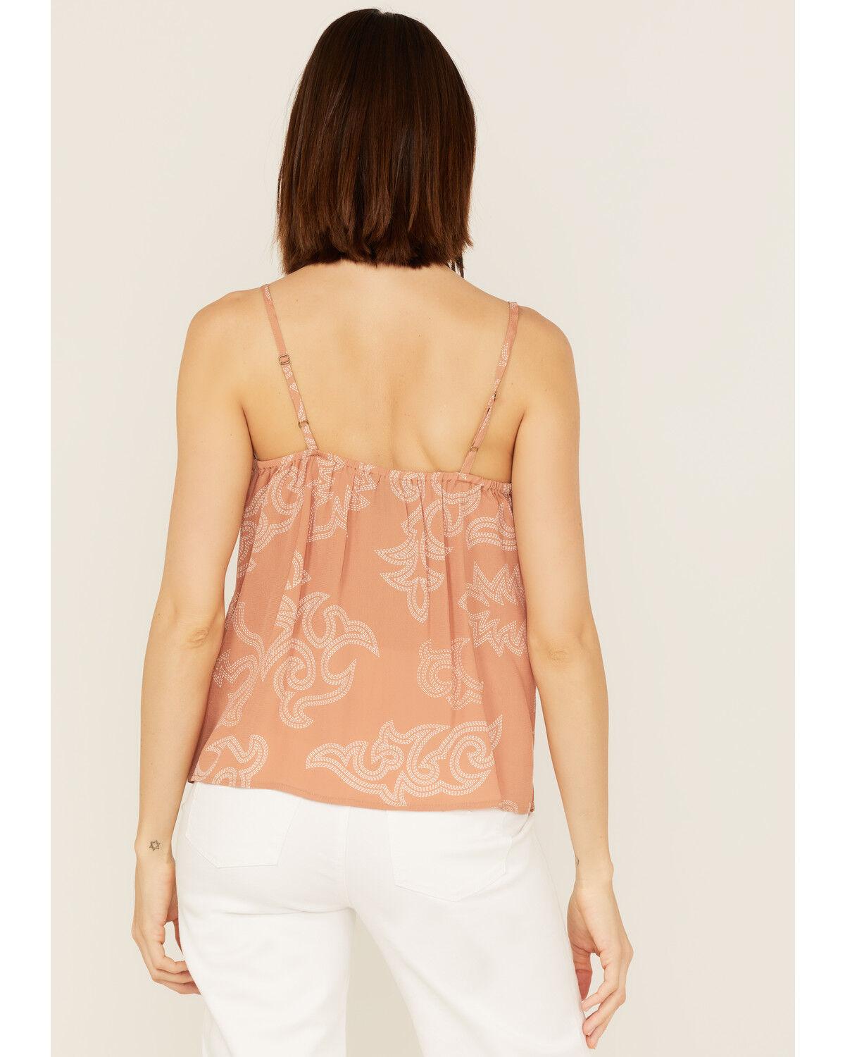 Image #4 - Panhandle Women's Boot Stitch Print Cami, Rose, hi-res