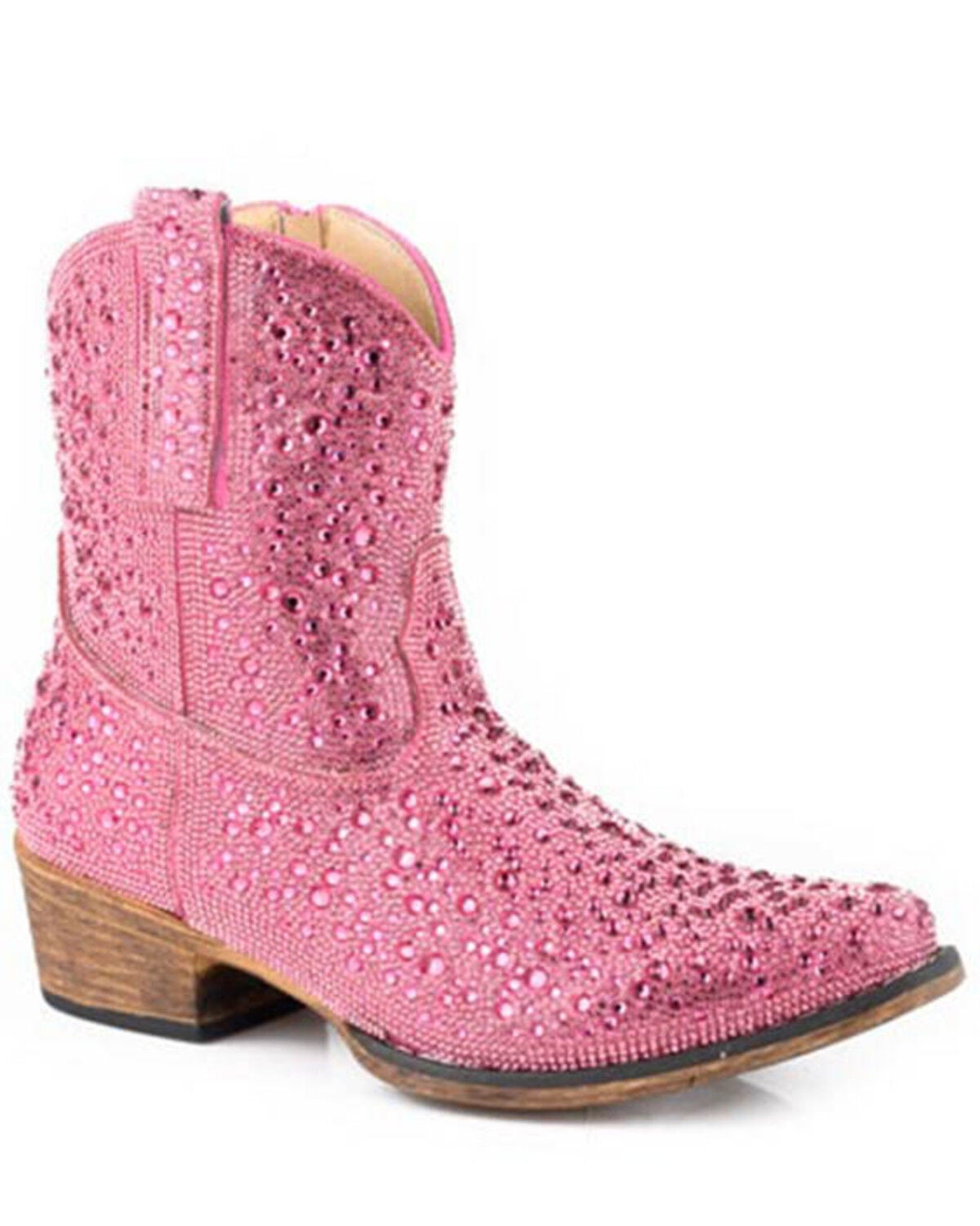 Roper Women's Shay Jewels Embellished Western Booties - Snip Toe, Pink, hi-res