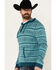 Rock & Roll Denim Men's Southwestern Striped Hooded Pullover, Teal, hi-res