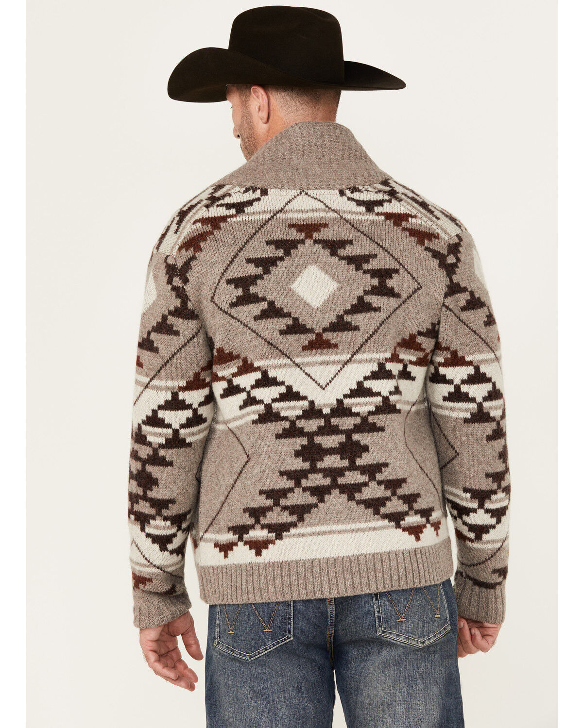 Image #4 - Cody James Men's Carson Southwestern Full Zip Chunky Sweater, Tan, hi-res