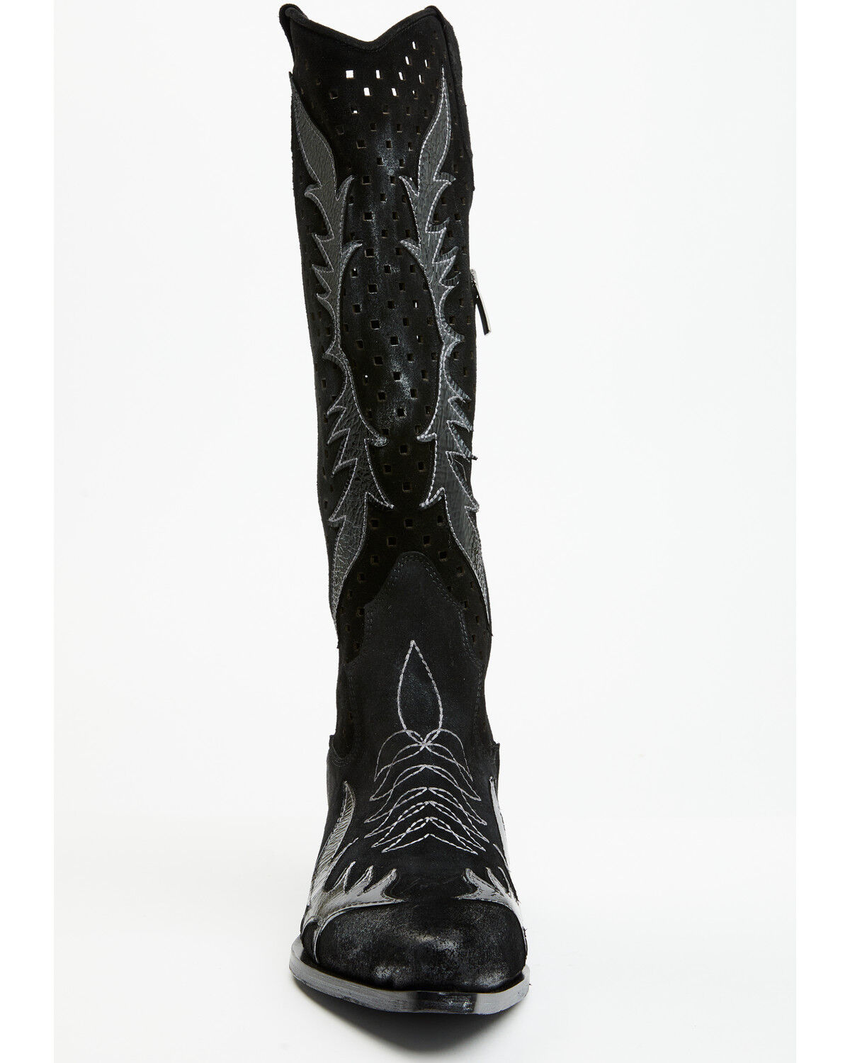 Image #4 - Italian Cowboy Women's Perforated Tall Western Boots - Snip Toe, Black, hi-res