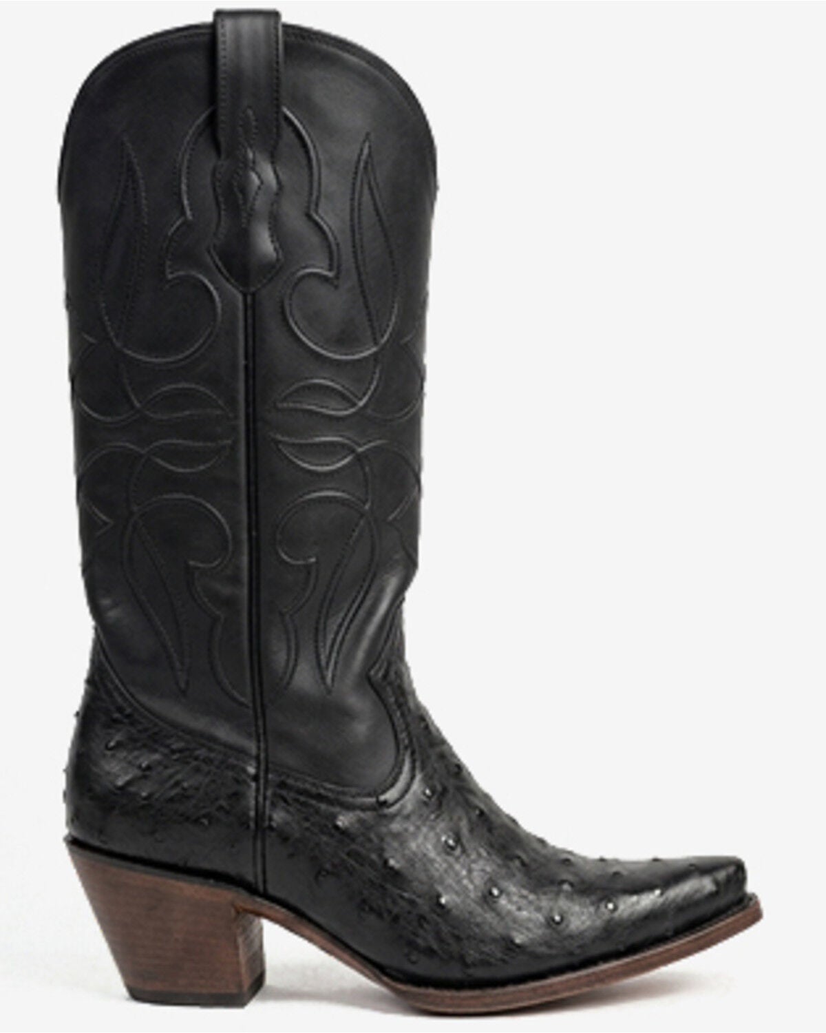 Shyanne Women's Blair Exotic Ostrich Western Boots - Snip Toe, Black, hi-res