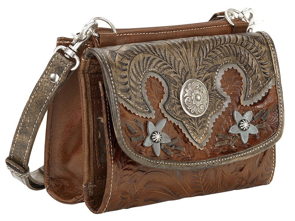American West Desert Wildflower Crossbody Bag, Brown, hi-res