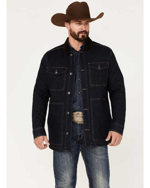 Blue Ranchwear Men's Rancher Flannel Lined Denim Jacket, Dark Blue, hi-res