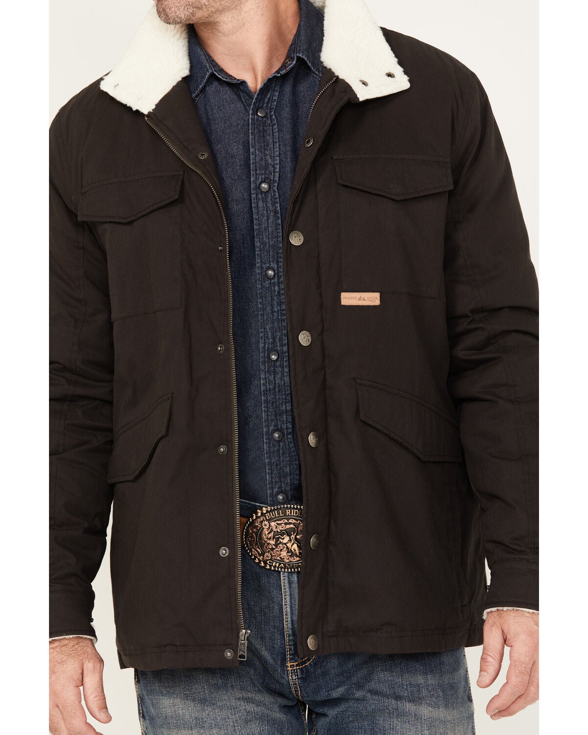 Powder River Outfitters by Panhandle Men's Canvas Solid Snap Heavy ...