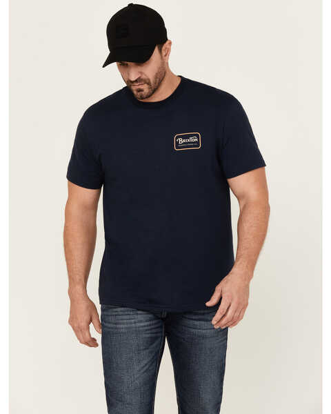 Image #1 - Brixton Men's Grade Logo Short Sleeve Graphic T-Shirt , Navy, hi-res