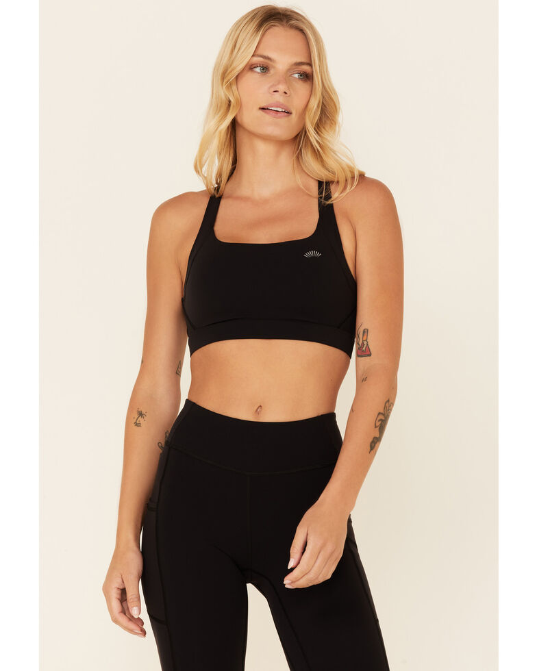 Shyanne Women's Solid Black Riding Sports Bra , Black, hi-res