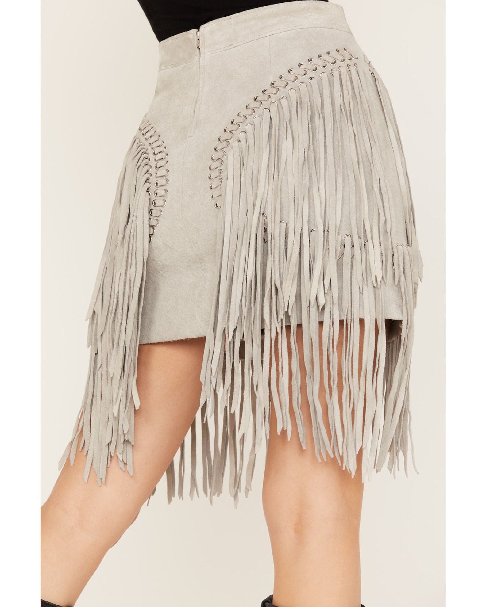 Mini-jupe En Daim Noir Alice & Olivia Avec Franges - Taille 8 - Neuf Avec étiquettes (NWT)