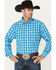 George Strait by Wrangler Men's Plaid Print Button Down Western Shirt , Blue, hi-res