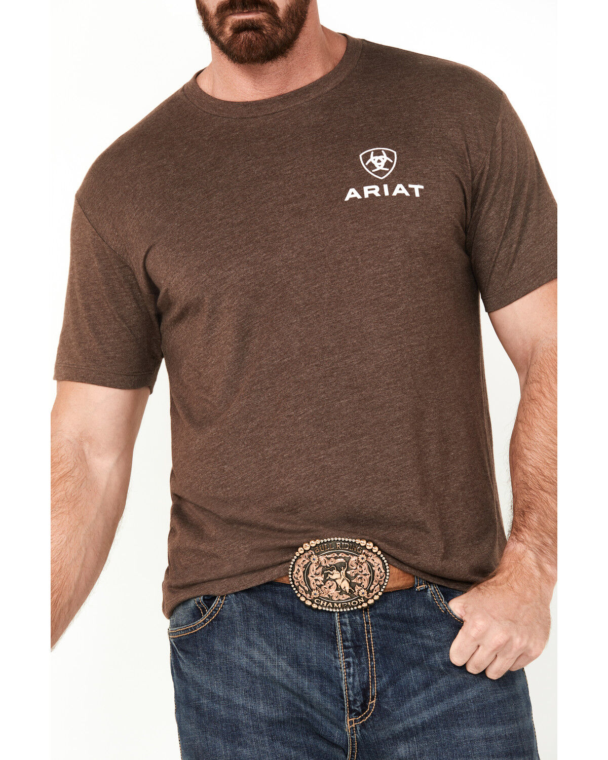 Image #3 - Ariat Men's Outline Logo Short Sleeve Graphic T-Shirt, Brown, hi-res