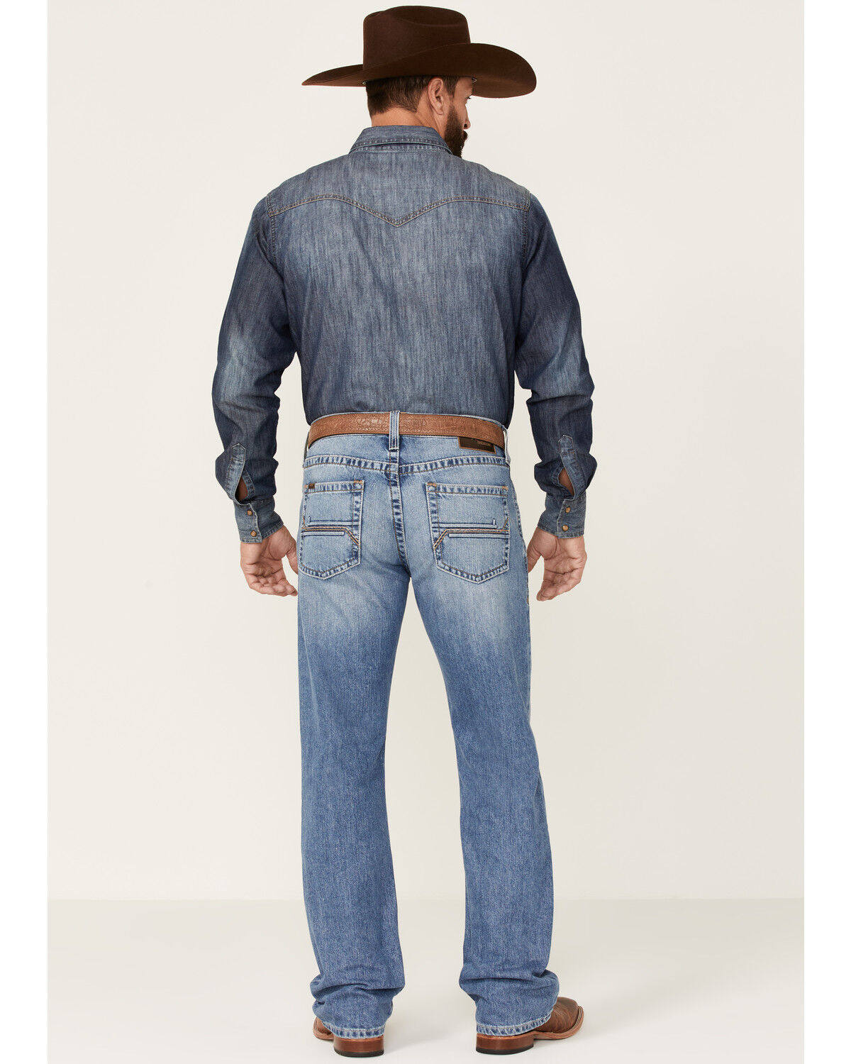 Image #3 - Ariat Men's M4 Dallas Goldfield Light Wash Relaxed Bootcut Jeans, Blue, hi-res