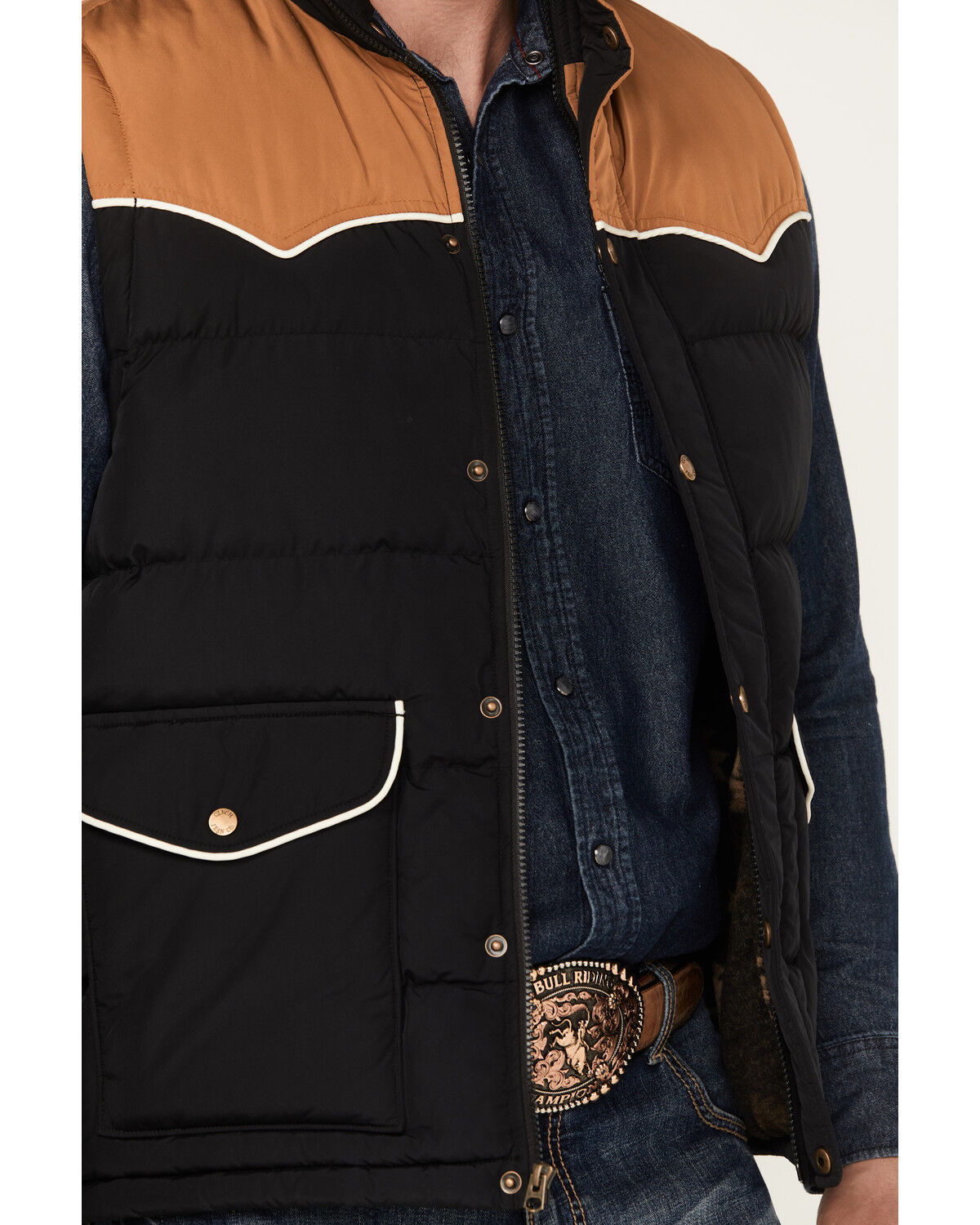 Image #3 - Cinch Men's Southwestern Print Lining Quilted Vest, Black, hi-res