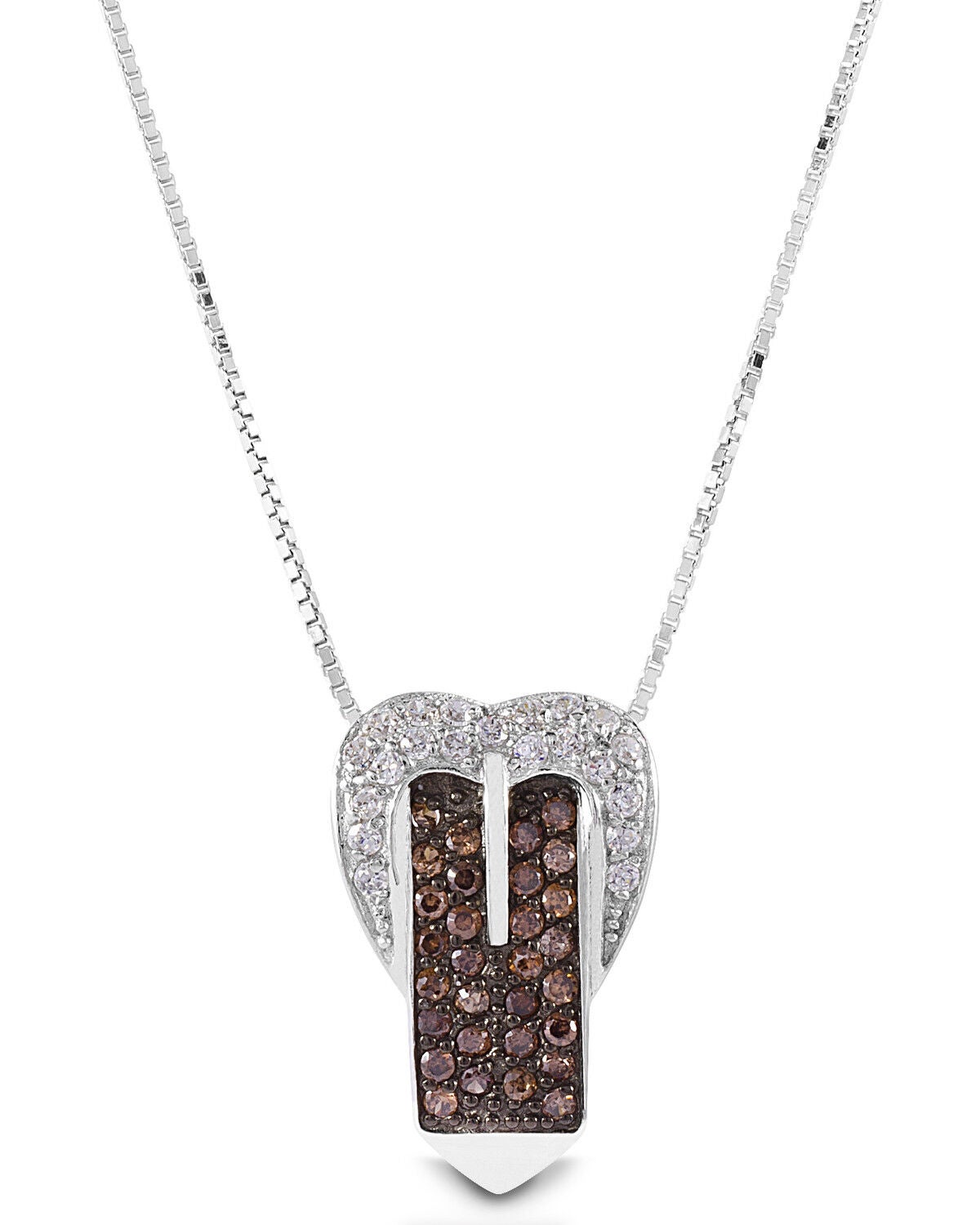 Kelly Herd Women's Western Cognac Buckle Necklace, Silver, hi-res