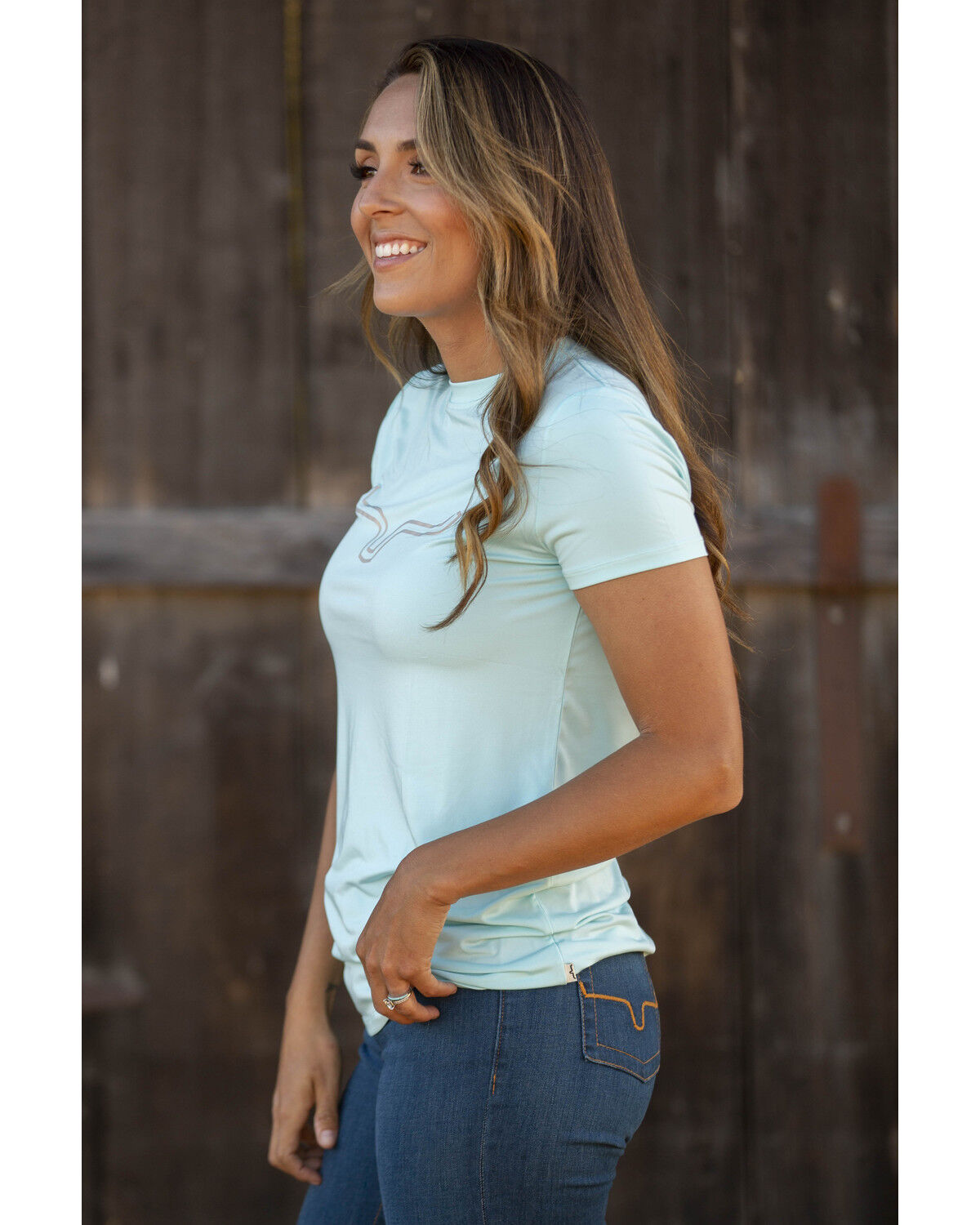 Image #2 - Kimes Ranch Women's Aqua Outlier Logo Short Sleeve Tee, Aqua, hi-res